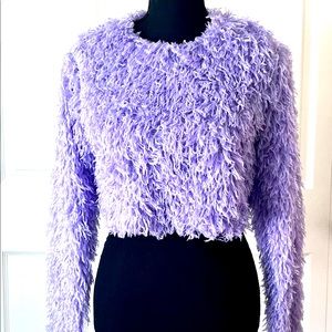 Zara Lilac Shag Crop Sweater